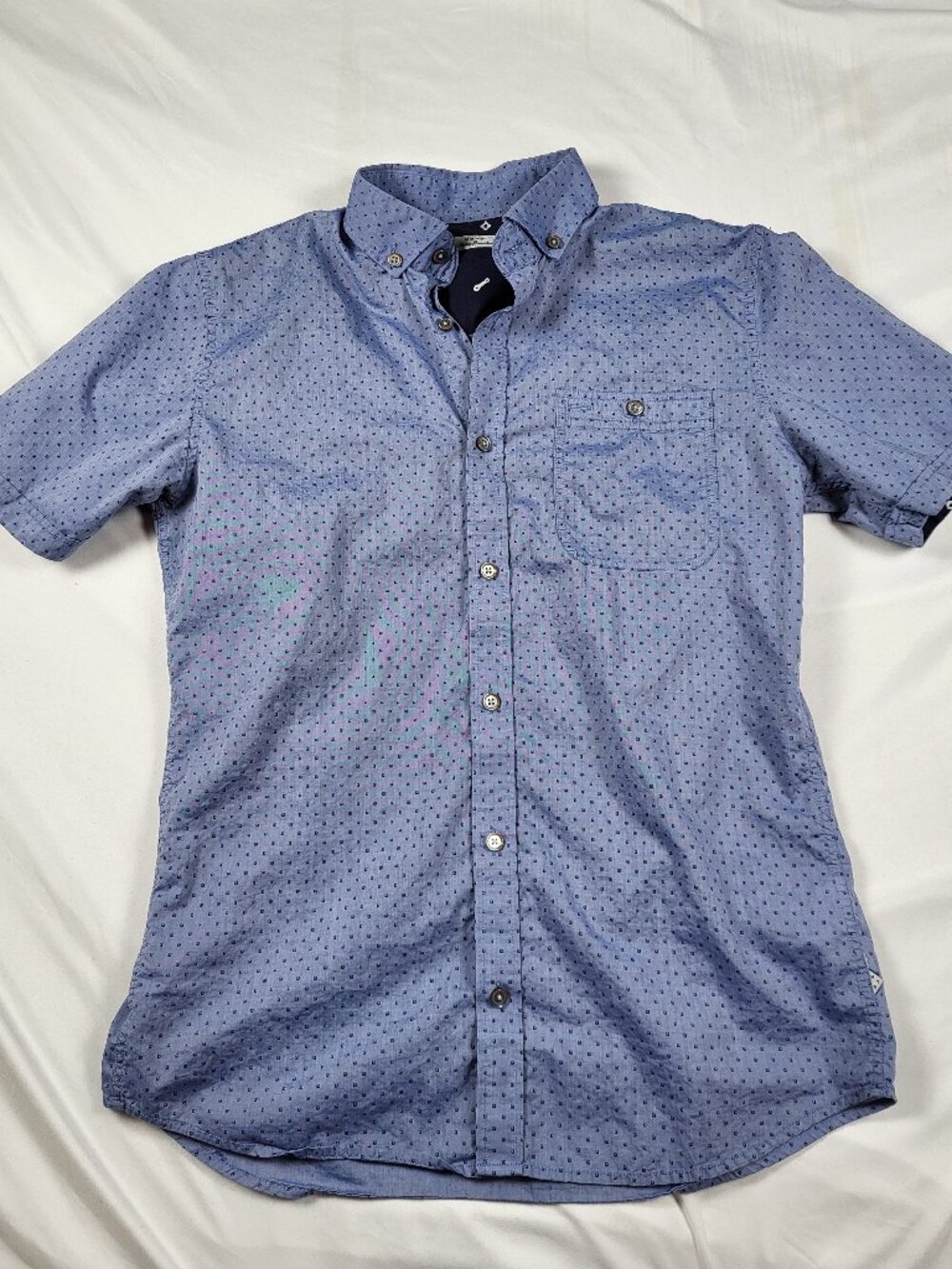 Matinique Shirt Men's Medium Trostol Blue Short Sleeve Button Preppy Lightweight